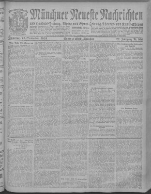 Münchner neueste Nachrichten Samstag 13. September 1919