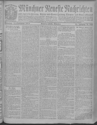 Münchner neueste Nachrichten Samstag 13. September 1919