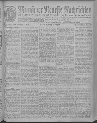 Münchner neueste Nachrichten Dienstag 16. September 1919