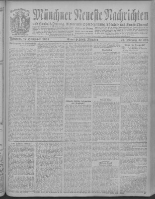 Münchner neueste Nachrichten Mittwoch 17. September 1919