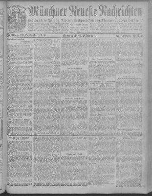 Münchner neueste Nachrichten Samstag 20. September 1919