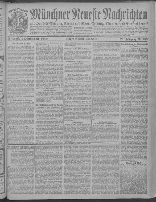 Münchner neueste Nachrichten Mittwoch 24. September 1919