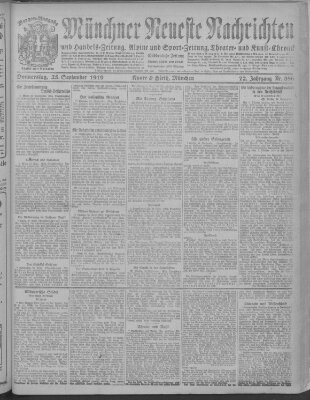 Münchner neueste Nachrichten Donnerstag 25. September 1919