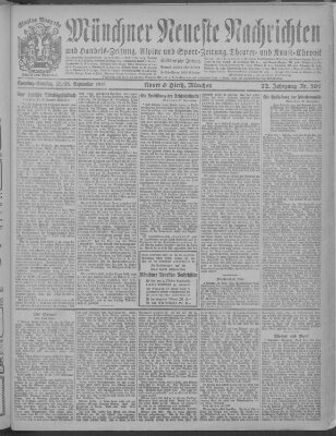 Münchner neueste Nachrichten Sonntag 28. September 1919