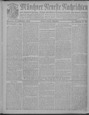 Münchner neueste Nachrichten Dienstag 30. September 1919