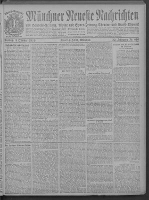 Münchner neueste Nachrichten Freitag 3. Oktober 1919