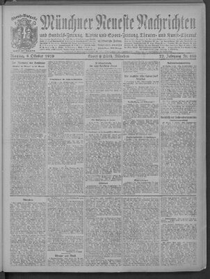 Münchner neueste Nachrichten Montag 6. Oktober 1919