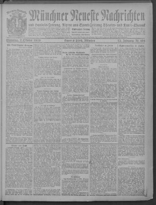 Münchner neueste Nachrichten Dienstag 7. Oktober 1919