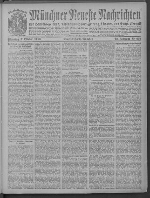 Münchner neueste Nachrichten Dienstag 7. Oktober 1919