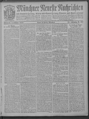 Münchner neueste Nachrichten Mittwoch 8. Oktober 1919