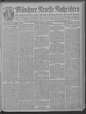 Münchner neueste Nachrichten Mittwoch 15. Oktober 1919