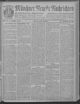 Münchner neueste Nachrichten Freitag 17. Oktober 1919