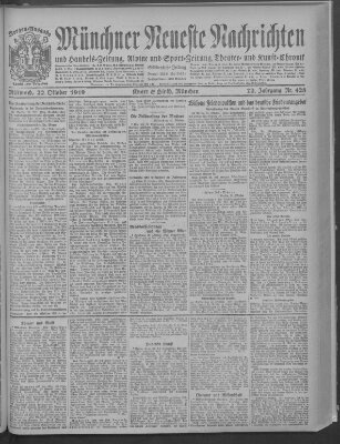 Münchner neueste Nachrichten Mittwoch 22. Oktober 1919