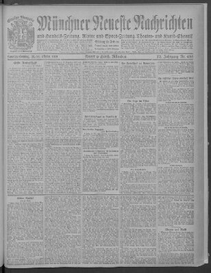 Münchner neueste Nachrichten Sonntag 26. Oktober 1919