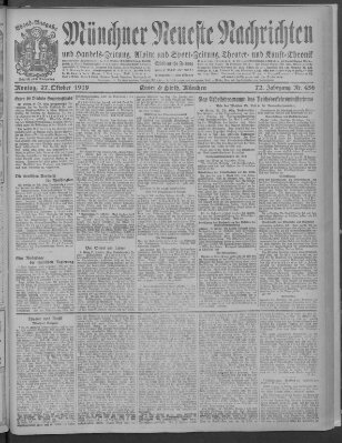 Münchner neueste Nachrichten Montag 27. Oktober 1919