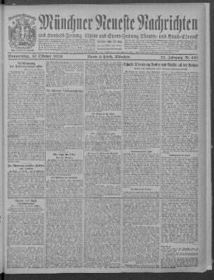 Münchner neueste Nachrichten Donnerstag 30. Oktober 1919