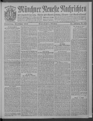 Münchner neueste Nachrichten Donnerstag 30. Oktober 1919