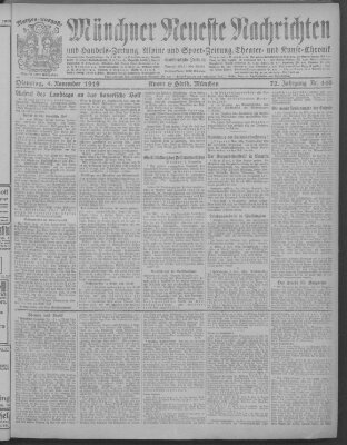 Münchner neueste Nachrichten Dienstag 4. November 1919