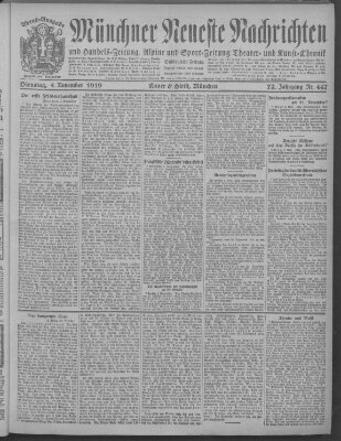 Münchner neueste Nachrichten Dienstag 4. November 1919