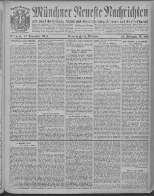 Münchner neueste Nachrichten Mittwoch 12. November 1919