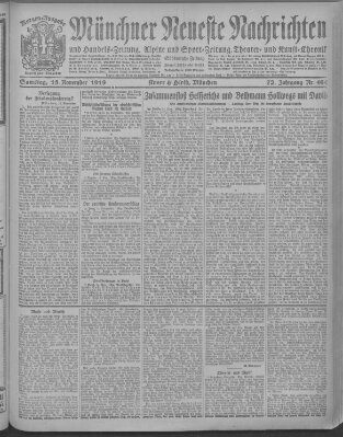 Münchner neueste Nachrichten Samstag 15. November 1919