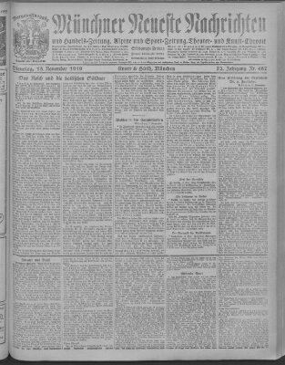 Münchner neueste Nachrichten Dienstag 18. November 1919