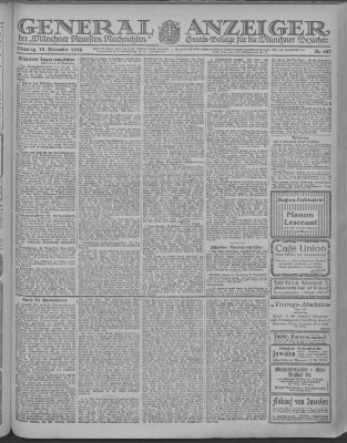 Münchner neueste Nachrichten Dienstag 18. November 1919