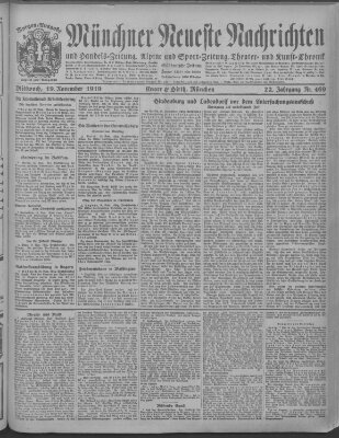 Münchner neueste Nachrichten Mittwoch 19. November 1919