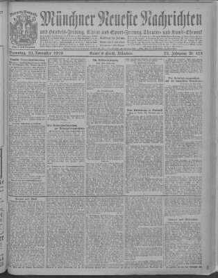 Münchner neueste Nachrichten Samstag 22. November 1919