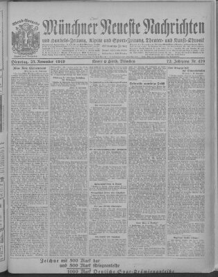 Münchner neueste Nachrichten Dienstag 25. November 1919