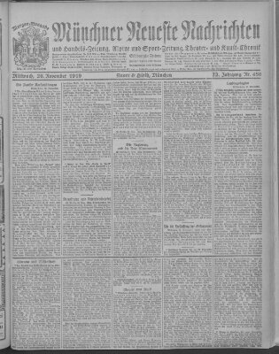 Münchner neueste Nachrichten Mittwoch 26. November 1919