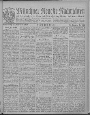 Münchner neueste Nachrichten Donnerstag 27. November 1919