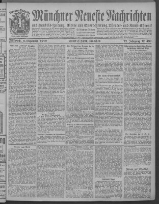 Münchner neueste Nachrichten Mittwoch 3. Dezember 1919