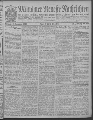 Münchner neueste Nachrichten Mittwoch 3. Dezember 1919