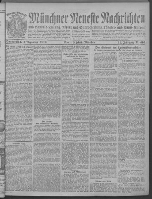 Münchner neueste Nachrichten Donnerstag 4. Dezember 1919