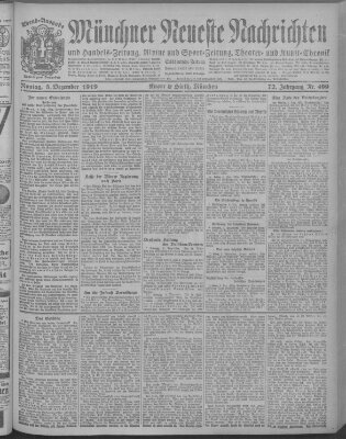 Münchner neueste Nachrichten Montag 8. Dezember 1919