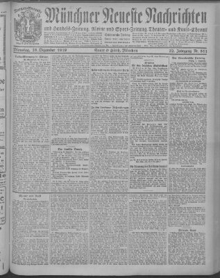 Münchner neueste Nachrichten Dienstag 16. Dezember 1919