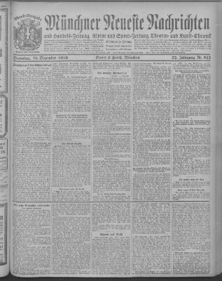 Münchner neueste Nachrichten Dienstag 16. Dezember 1919