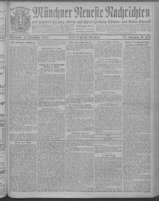 Münchner neueste Nachrichten Mittwoch 17. Dezember 1919