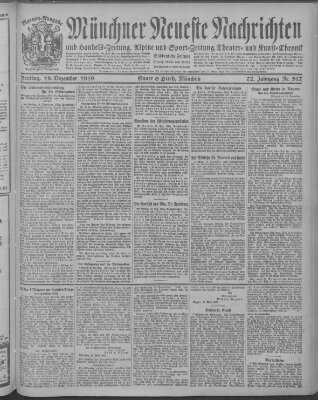 Münchner neueste Nachrichten Freitag 19. Dezember 1919