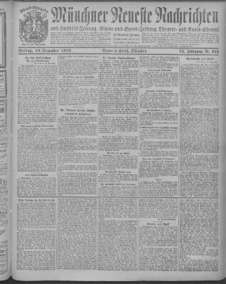 Münchner neueste Nachrichten Freitag 19. Dezember 1919