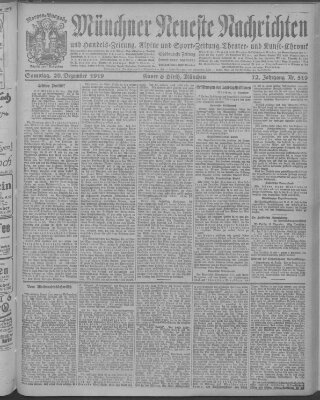 Münchner neueste Nachrichten Samstag 20. Dezember 1919