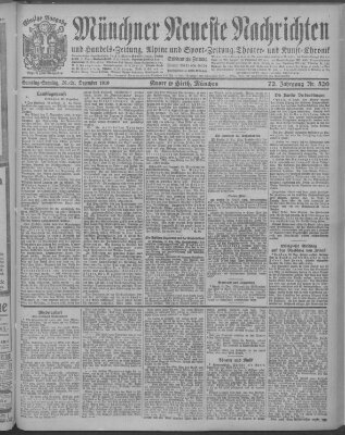 Münchner neueste Nachrichten Samstag 20. Dezember 1919