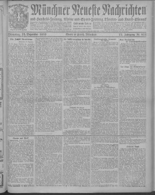 Münchner neueste Nachrichten Dienstag 23. Dezember 1919