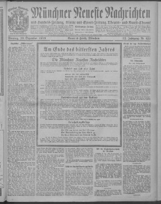 Münchner neueste Nachrichten Montag 29. Dezember 1919