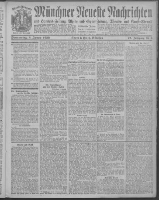 Münchner neueste Nachrichten Donnerstag 8. Januar 1920