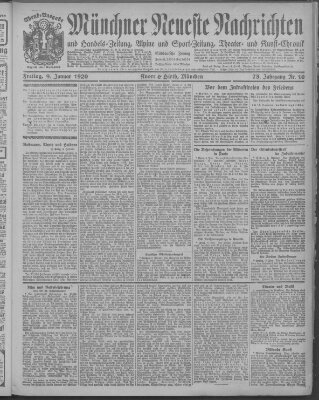 Münchner neueste Nachrichten Freitag 9. Januar 1920