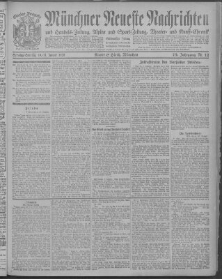Münchner neueste Nachrichten Sonntag 11. Januar 1920