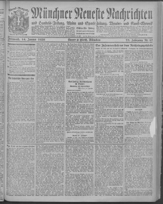 Münchner neueste Nachrichten Mittwoch 14. Januar 1920