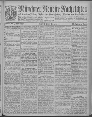 Münchner neueste Nachrichten Freitag 16. Januar 1920